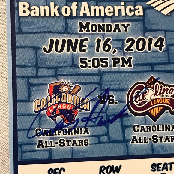 2014 Carolina League MILB All-Star challenge ticket stub Courtney Hawkins Signed - Picture 2 of 3